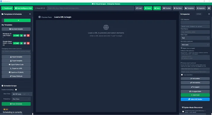 Hunt Leads Visual Scraper page